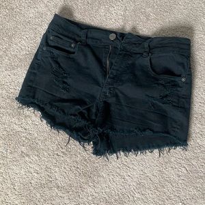 Black American Eagle distressed shorts
